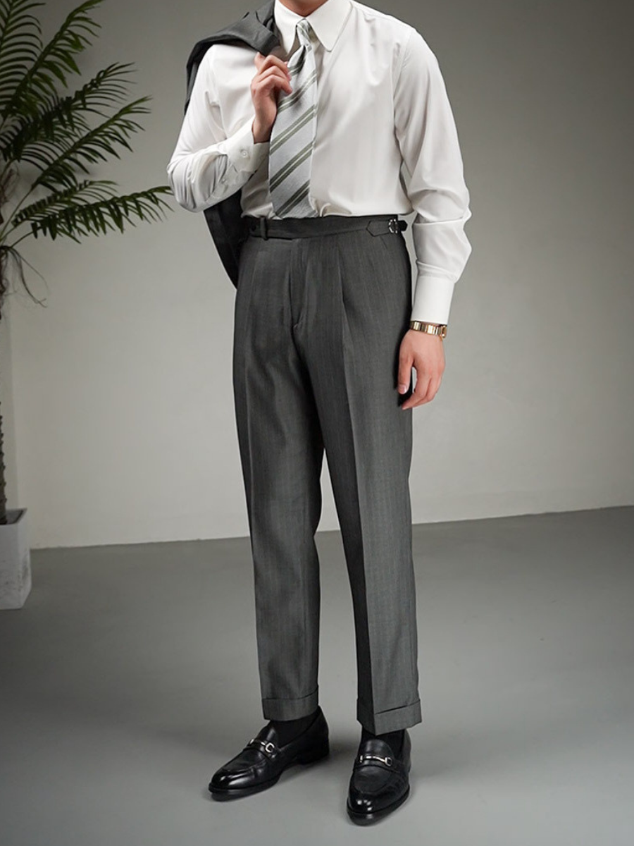 Venice Heritage Wool-Blend Striped Trousers